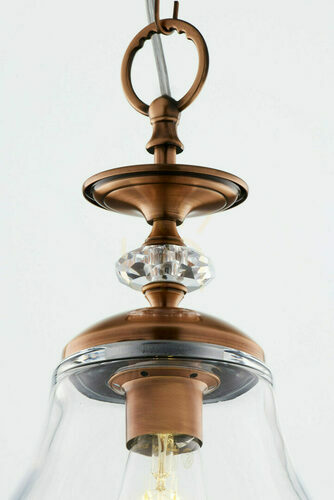 Kontrollera Jupiter ISLA 1781 pendellampa, kopparfärgad, glasskärm, 1×E27