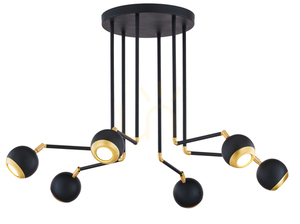 Jupiter VILAR 1987 takkrona, svart och guld, 6 × GU10 small 0