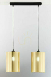 Taklampa Jupiter CORTINA 2091 guld, 2 cylindriska skärmar på 50 cm skena, 2x E27 small 1