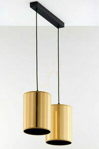 Taklampa Jupiter CORTINA 2091 guld, 2 cylindriska skärmar på 50 cm skena, 2x E27 small 2