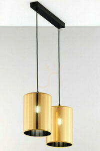 Taklampa Jupiter CORTINA 2091 guld, 2 cylindriska skärmar på 50 cm skena, 2x E27 small 3