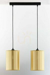 Taklampa Jupiter CORTINA 2091 guld, 2 cylindriska skärmar på 50 cm skena, 2x E27 small 0