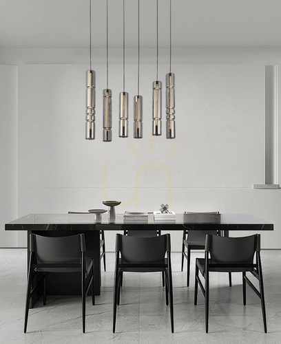 Kontrollera Aviano CILINDRO 6223-0610 pendellampa, 6 skärmar, LED 54 W 3000 K, svart