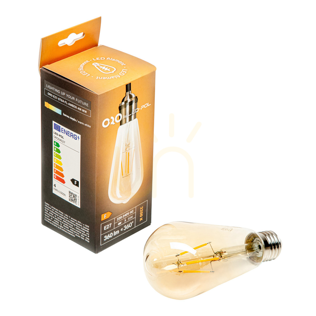 Kontrollera ORO-E27-ST64-FL-AMBER- ORO-E27-ST64-FL-AMBER-