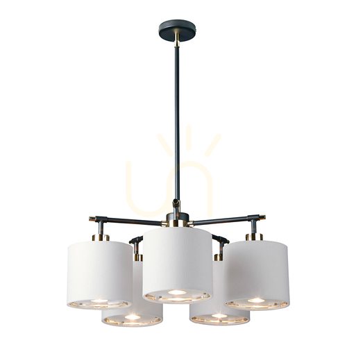 Kontrollera Balance ljuskrona - 5 ljuskällor - Svart / Polerad Nickel Elstead