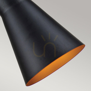 Etoile medium taklampa - 1 ljuskälla - Matt svart / Guldblad Elstead small 5