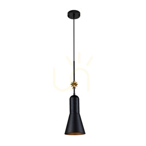 Etoile medium taklampa - 1 ljuskälla - Matt svart / Guldblad Elstead small 6