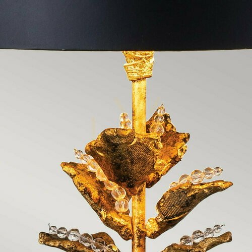 Kontrollera Bordslampa Camilia - antikguld och svart, svart skärm Elstead