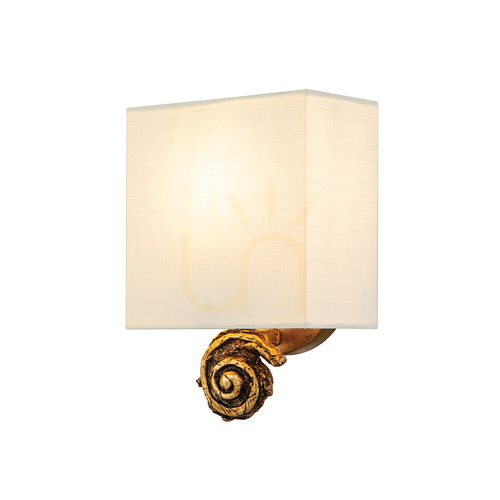 Kontrollera Liten vägglampa Swirl - 1 ljuskälla - Guldfärgade kronblad Elstead
