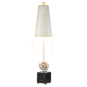 Elstead Flambeau Swirl bordslampa – benvit / svart, pergamentskärm, 99 cm E27 small 0