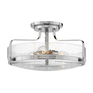 Elstead Harper halvplafond 3×E27, polerad krom, klart bubbelglas, 46 cm small 0