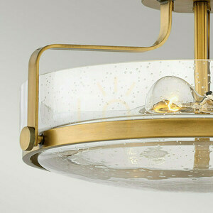 Harper taklampa med stag, medium - 3 ljuskällor - Mässing Heritage Brass, bubbelglas Elstead small 1