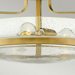 Harper taklampa med stag, medium - 3 ljuskällor - Mässing Heritage Brass, bubbelglas Elstead small 3
