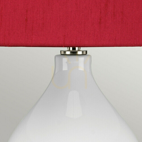 Kontrollera Bordslampa Isla - vit keramik, röd skärm, polerad nickel Elstead