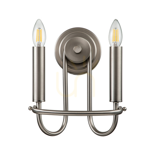 Kontrollera Capitol Hill vägglampa - 2 ljuskällor - Borstad nickel Elstead