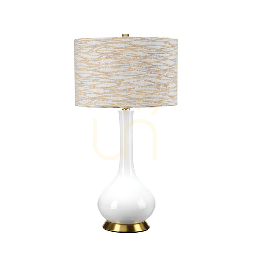 Kontrollera Milo bordslampa - 1 ljuskälla - Vit / Aged mässing Elstead