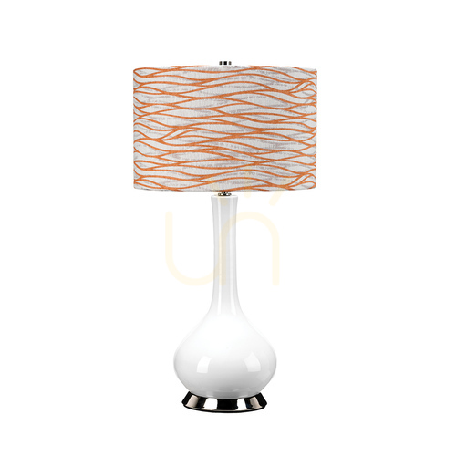 Kontrollera Milo bordslampa - 1 ljuskälla - Vit / Polerad Nickel Elstead