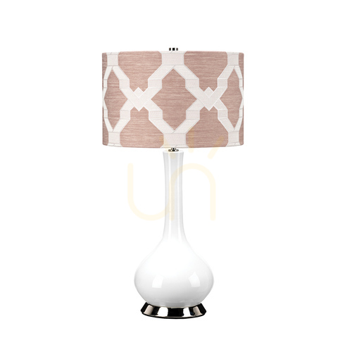 Kontrollera Milo bordslampa - 1 ljuskälla - Vit / Polerad Nickel Elstead