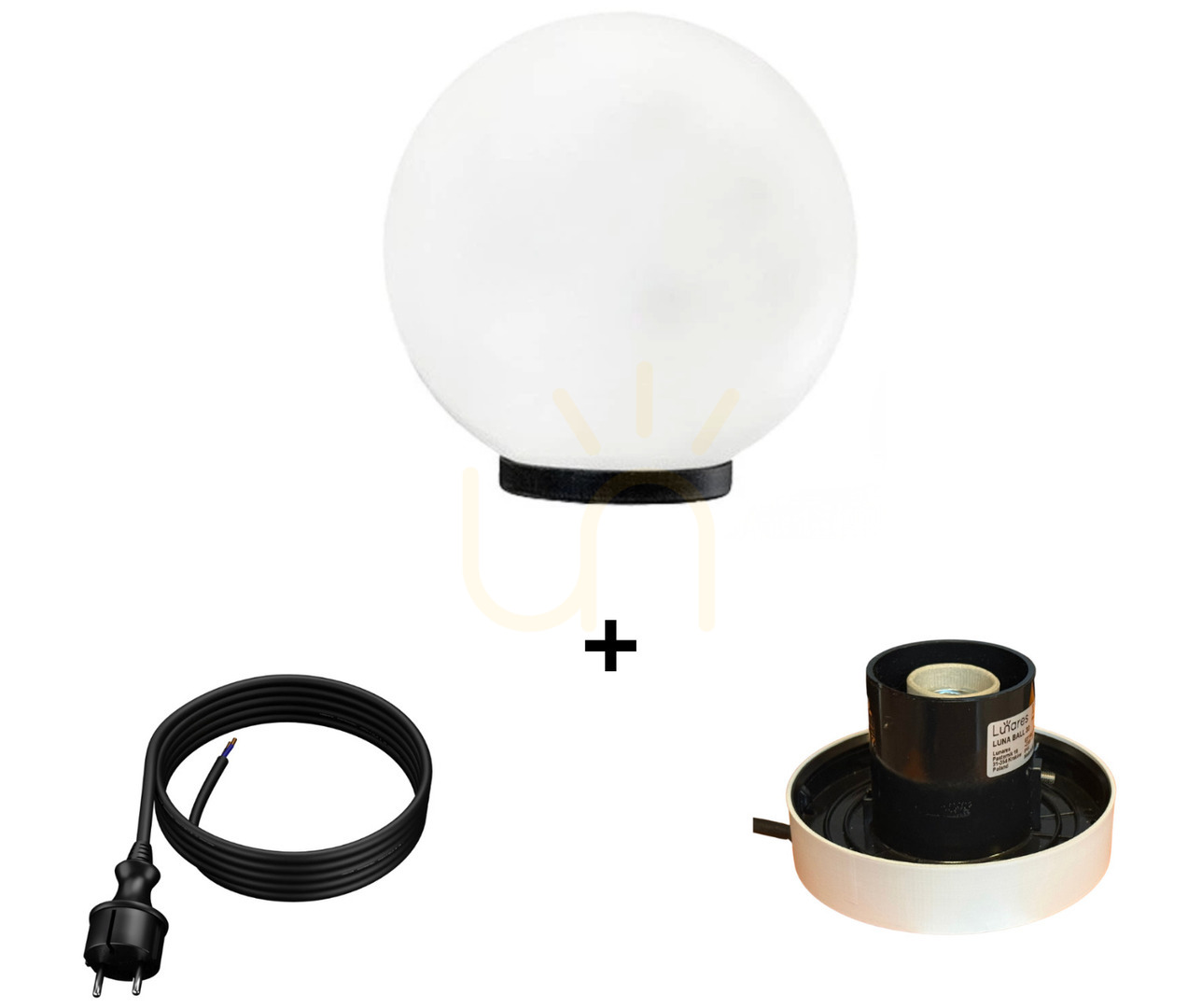 LUNA BALL 30 cm dekorativ lysande trädgårdsboll inklusive kabel och monteringsdekorativ ring - PREMIUM - UV - LUNARES