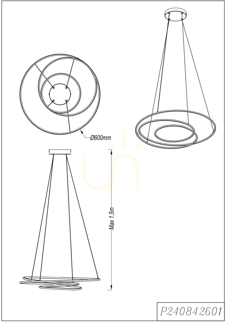 Utsikt ZEPHYRA Taklampa P240842601 Svart 1xLED ZEPHYRA Taklampa P240842601 Svart 1xLED