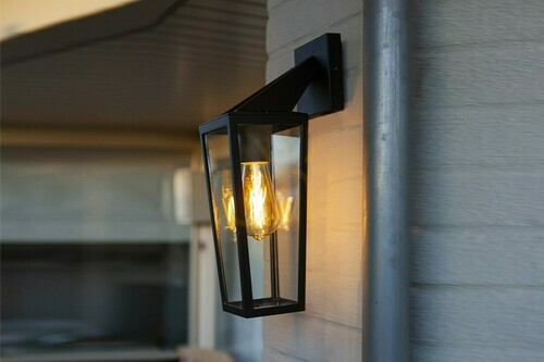 Kontrollera Vägglampa utomhus Lutec PINE svart aluminium glas 5296602012