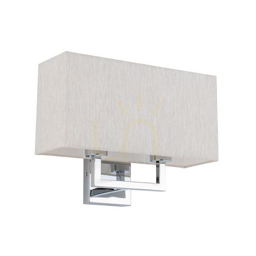 Kontrollera HOTEL MOOD vägglampa 2xE27 crémefärgad skärm 35,5 cm krom 11784 Nowodvorski
