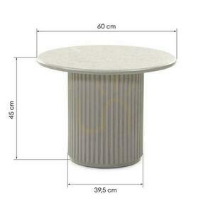 Soffbord 60 cm ASTI Round, grå, med lameller och marmorskiva small 3