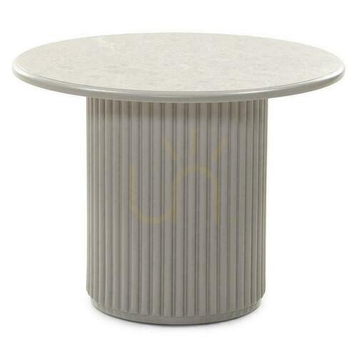 Kontrollera Soffbord 60 cm ASTI Round, grå, med lameller och marmorskiva