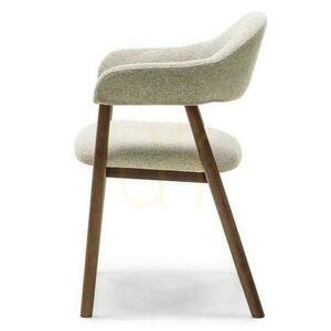 Set om 2 LARIS stoppade stolar Beige Boucle med ben i italiensk valnöt small 6