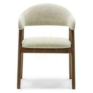 Set om 2 LARIS stoppade stolar Beige Boucle med ben i italiensk valnöt small 0