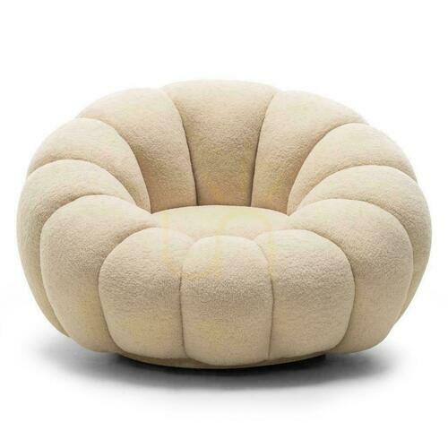 Kontrollera LOEL Beige Boucle Puff med vridbar bas