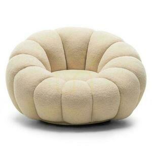 LOEL Beige Boucle Puff med vridbar bas small 0