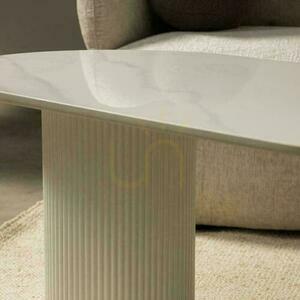 Soffbord 120 cm MARBELLA Lamellas, sintrad skiva med vit marmoreffekt small 3