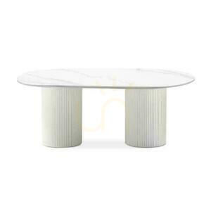 Soffbord 120 cm MARBELLA Lamellas, sintrad skiva med vit marmoreffekt small 0