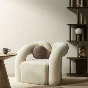 SELLEL stoppad fåtölj ljusbeige boucle small 1