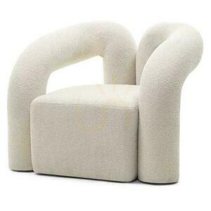 SELLEL stoppad fåtölj ljusbeige boucle small 3