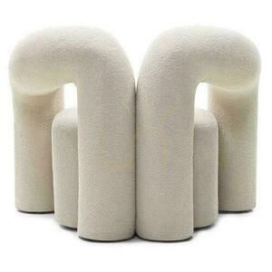 SELLEL stoppad fåtölj ljusbeige boucle small 8