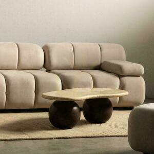 Soffa/soffgrupp höger URBANIQUE ljusbeige i sammet small 3