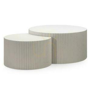ZOE Grå-beige soffbordsset med räfflor small 0