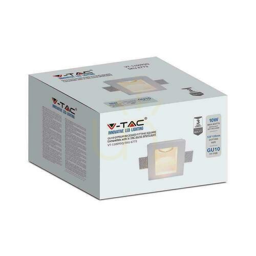 Kontrollera V-TAC GU10 gipsarmatur vägglampa fyrkantig 120x120 VT-11009 3 års garanti