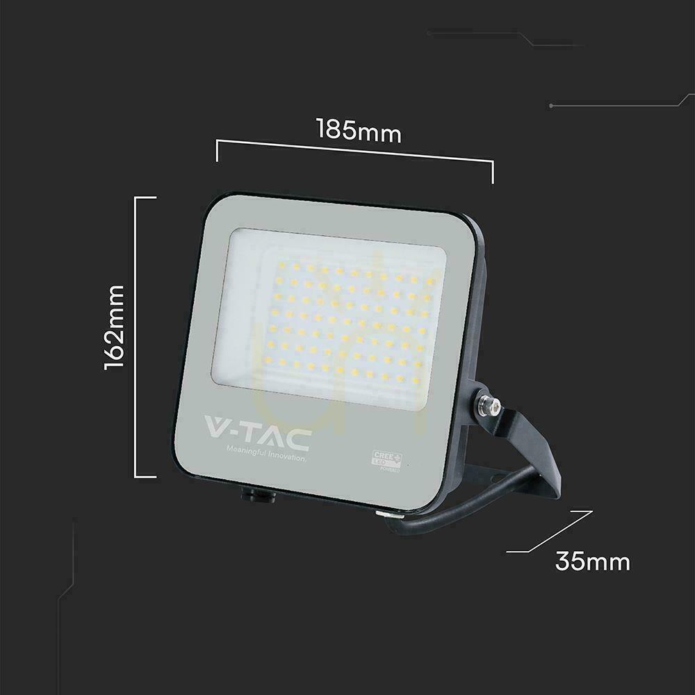 Kontrollera V-TAC CREE CHIP 50W LED-projektor 135lm/W svart IP65-hus VT-4455 6500K 6750lm 6 års garanti V-TAC CREE CHIP 50W LED-projektor 135lm/W svart IP65-hus VT-4455 6500K 6750lm 6 års garanti