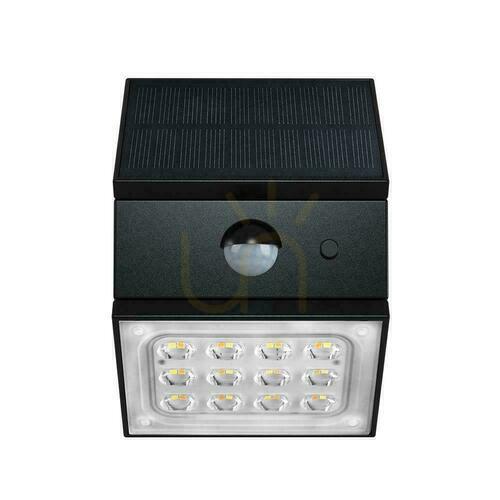 Kontrollera V-TAC 2,5W CCT solcellslampa för väggar med rörelsesensor svart VT-11025CCT-B 3000K-4000K-6000K 300lm