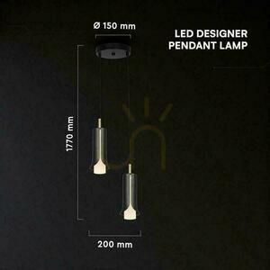 V-TAC 2X10W LED pendelarmatur 177x20cm rökgrå, guld VT-89026 3000K 1200lm small 2