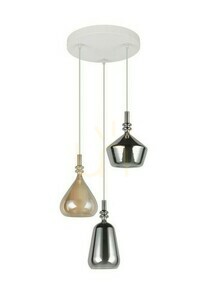Trio ALDEA 349430317 pendellampa 3×E14 – vitt, krom och bärnstensfärgat glas small 1