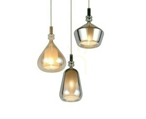 Trio ALDEA 349430317 pendellampa 3×E14 – vitt, krom och bärnstensfärgat glas small 3