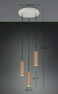 Trio SOKA 367730365 pendellampa, kaffebrun, 3×GU10, Ø28 cm small 5