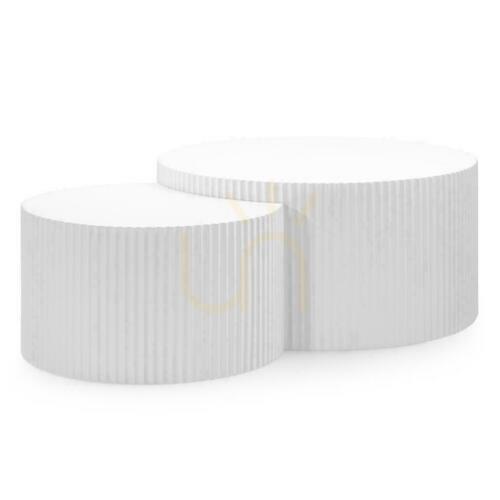 Kontrollera Soffbordsset Nova Nook ZOE 2 delar vit räfflad 80 och 60 cm