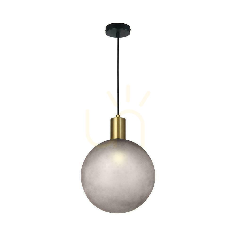 Kontrollera V-TAC E27 pendelarmatur 300x400mm sfär rökt glas, gammalt guld VT-89025 V-TAC E27 pendelarmatur 300x400mm sfär rökt glas, gammalt guld VT-89025