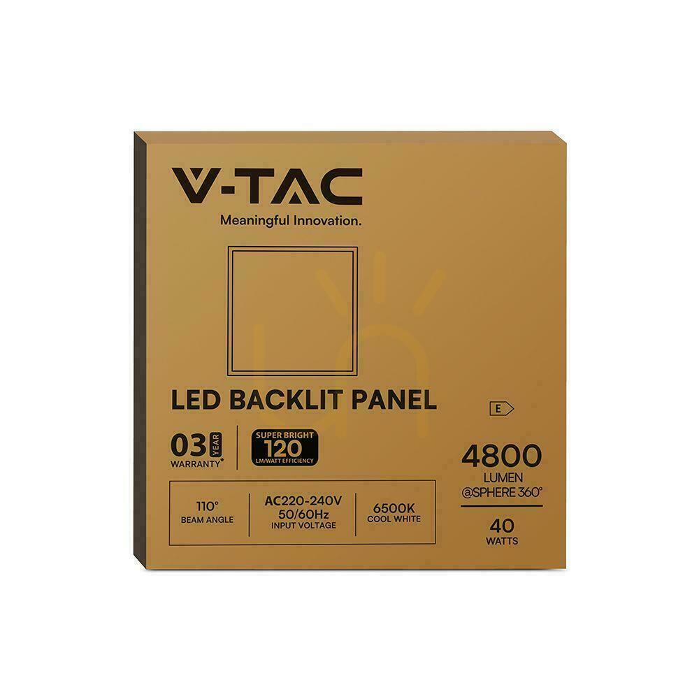 Visa LED-panel V-TAC 40W 600x600 slim 18mm 120Lm/W VT-61041 6500K 4800lm 3 års garanti LED-panel V-TAC 40W 600x600 slim 18mm 120Lm/W VT-61041 6500K 4800lm 3 års garanti