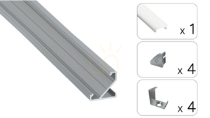 TEKKNI BARDE silver set, mjölkaktig lampskärm 3 m small 1